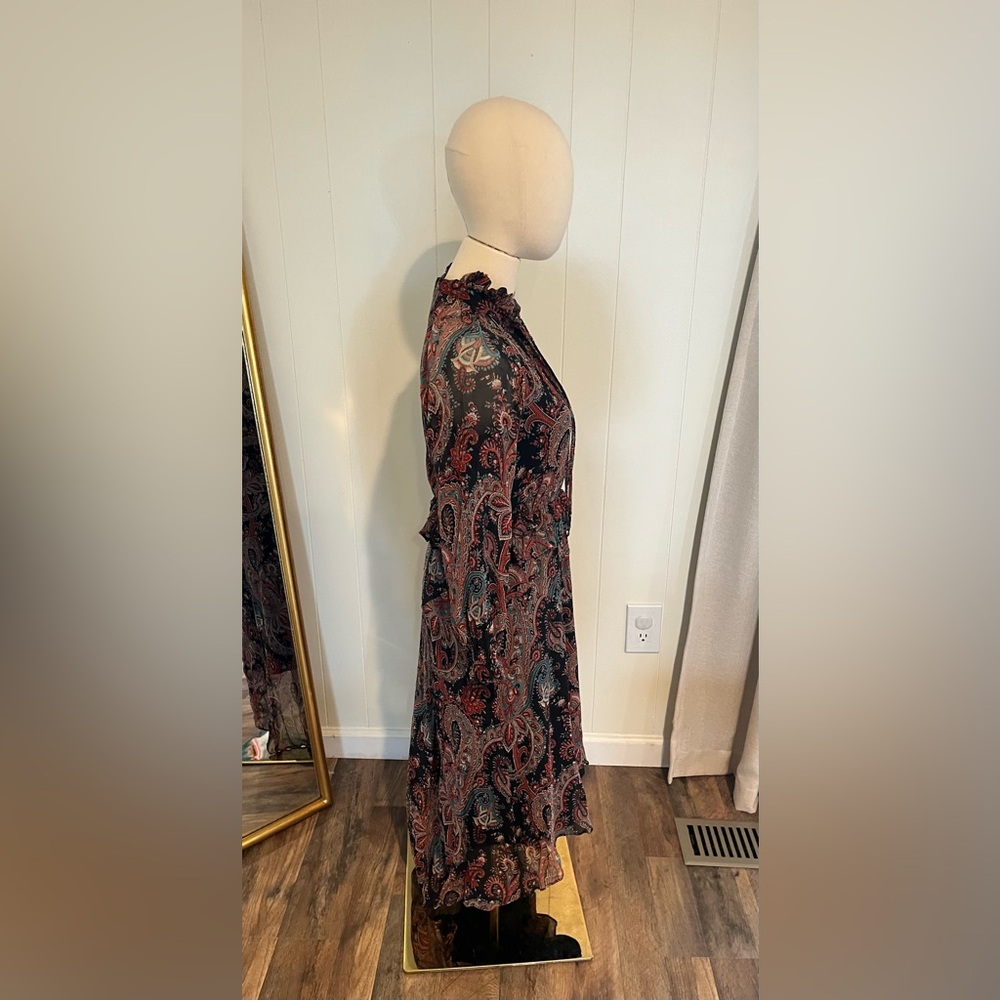 Western Style Banana Republic x Olivia Palermo Paisley Tie-Neck Silk Dress - Picture 5 of 8